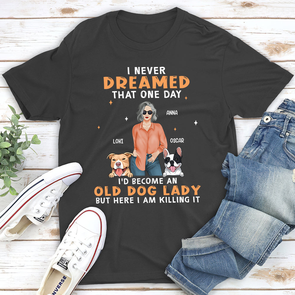 Old Dog Lady 2 - Personalized Custom Unisex 5.3 oz T-shirt for Pet Lovers