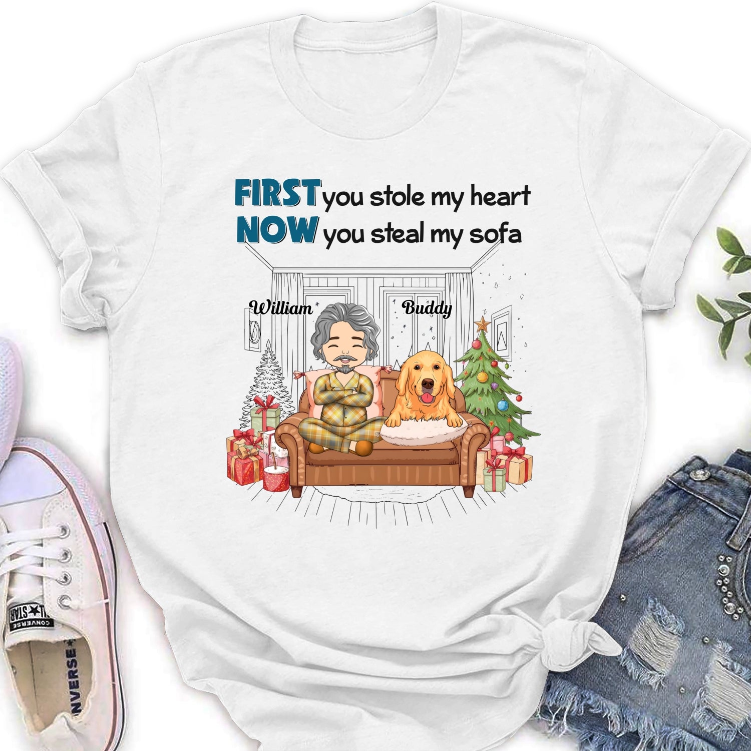 Stealing My Sofa - Stylish Personalized Custom Women's T-shirt for Pet Lovers