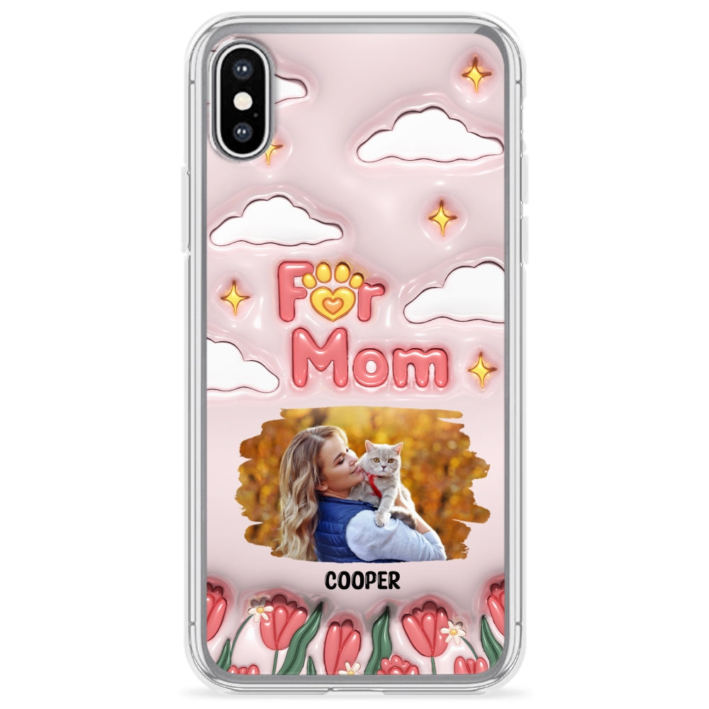 Personalized Custom 3D Inflated Effect 'I Love My Fur Mom' Photo Phone Case - Stylish and Protective