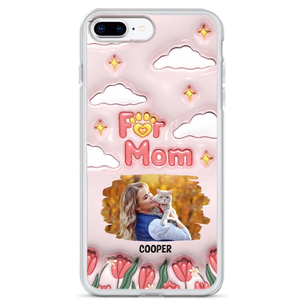 Personalized Custom 3D Inflated Effect 'I Love My Fur Mom' Photo Phone Case - Stylish and Protective