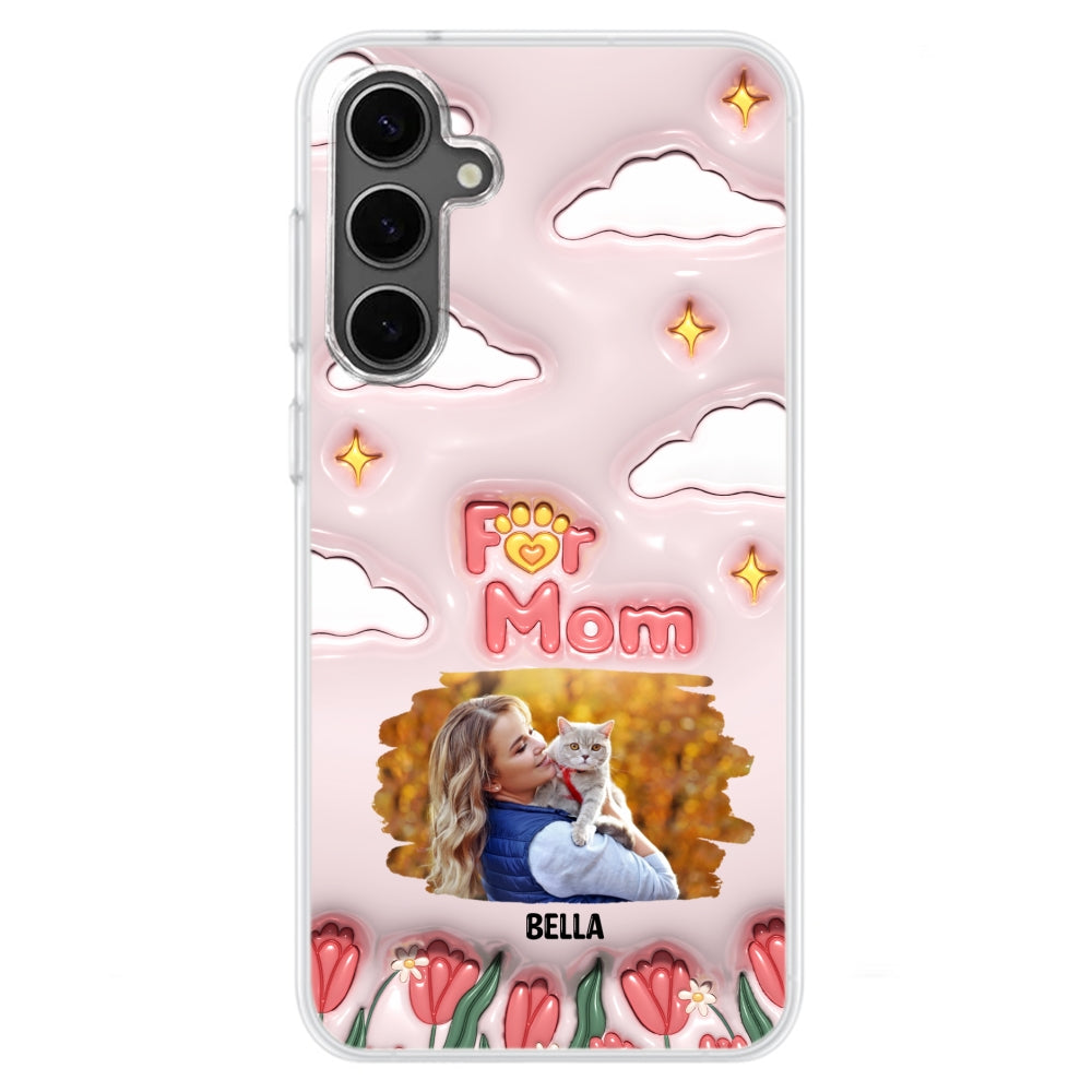 Personalized Custom 3D Inflated Effect 'I Love My Fur Mom' Photo Phone Case - Stylish and Protective