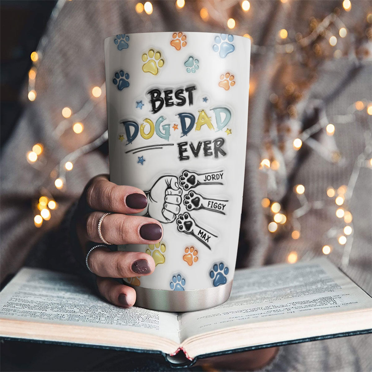 Best Personalized Custom 3D Inflated Effect Stainless Steel Tumbler for Dog Dads