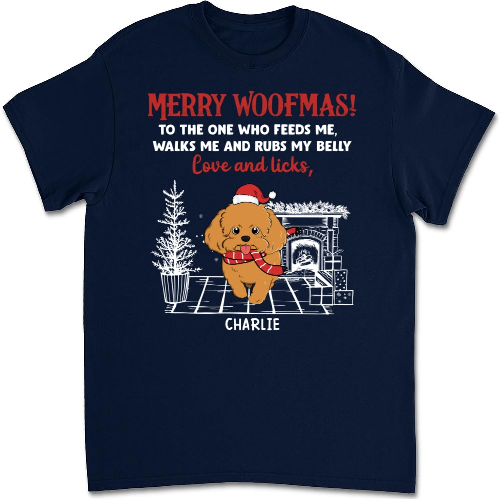 Love And Licks, Merry Woofmas - Personalized Custom Unisex 5.3 oz T-shirt for Pet Lovers