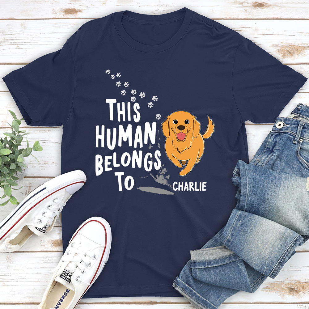 Unique Personalized Custom Unisex 'Human Belongs To Dogs' T-shirt for Pet Lovers