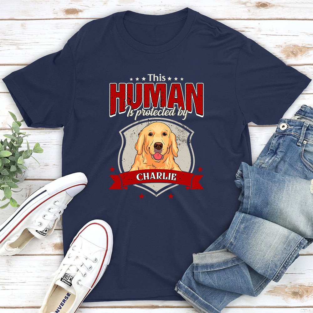 Human Is Protected - Personalized Custom Unisex 5.3 oz T-Shirt for Pet Lovers