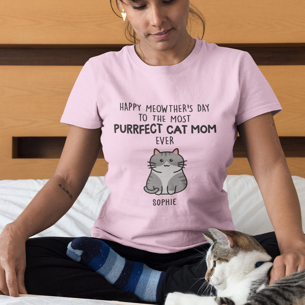 Purrfect Customizable Unisex Cat Mom T-shirt - Ideal Gifts For Cat Lovers