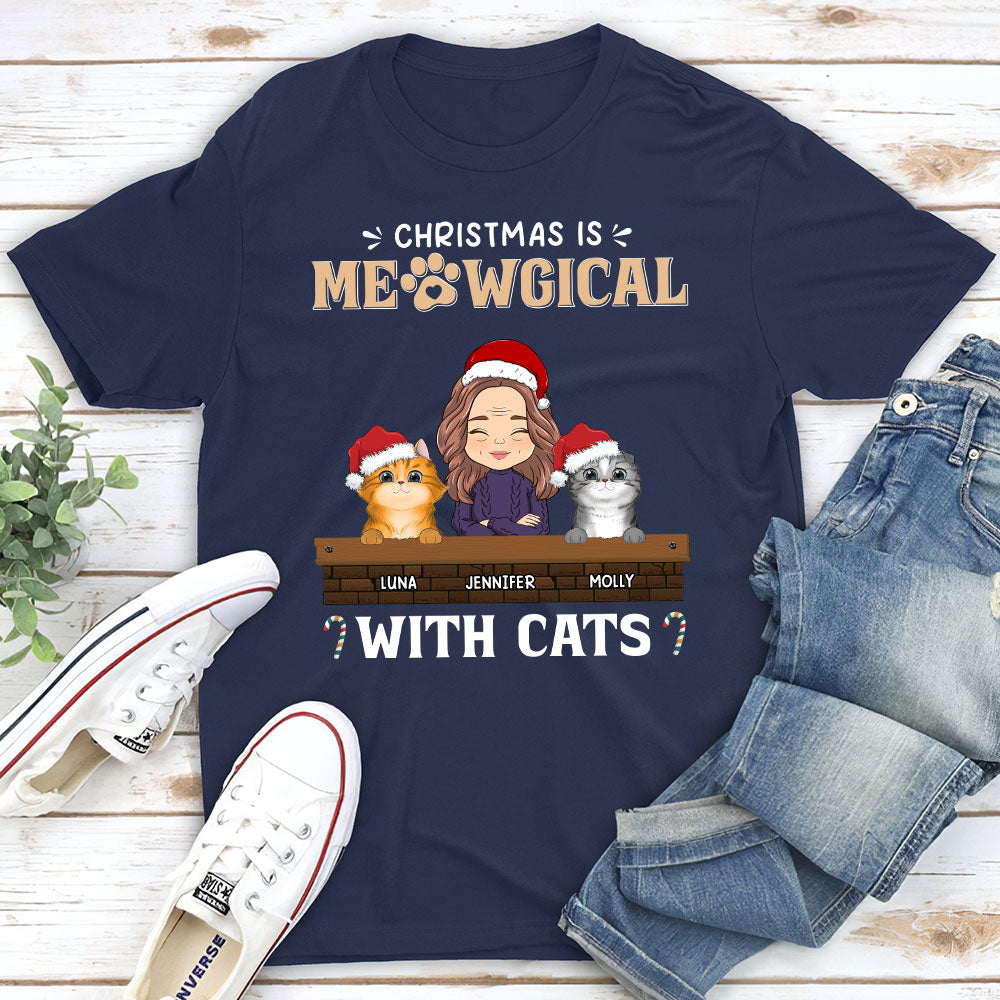 Magical Christmas Meow - Personalized Custom Unisex 5.3 oz T-shirt