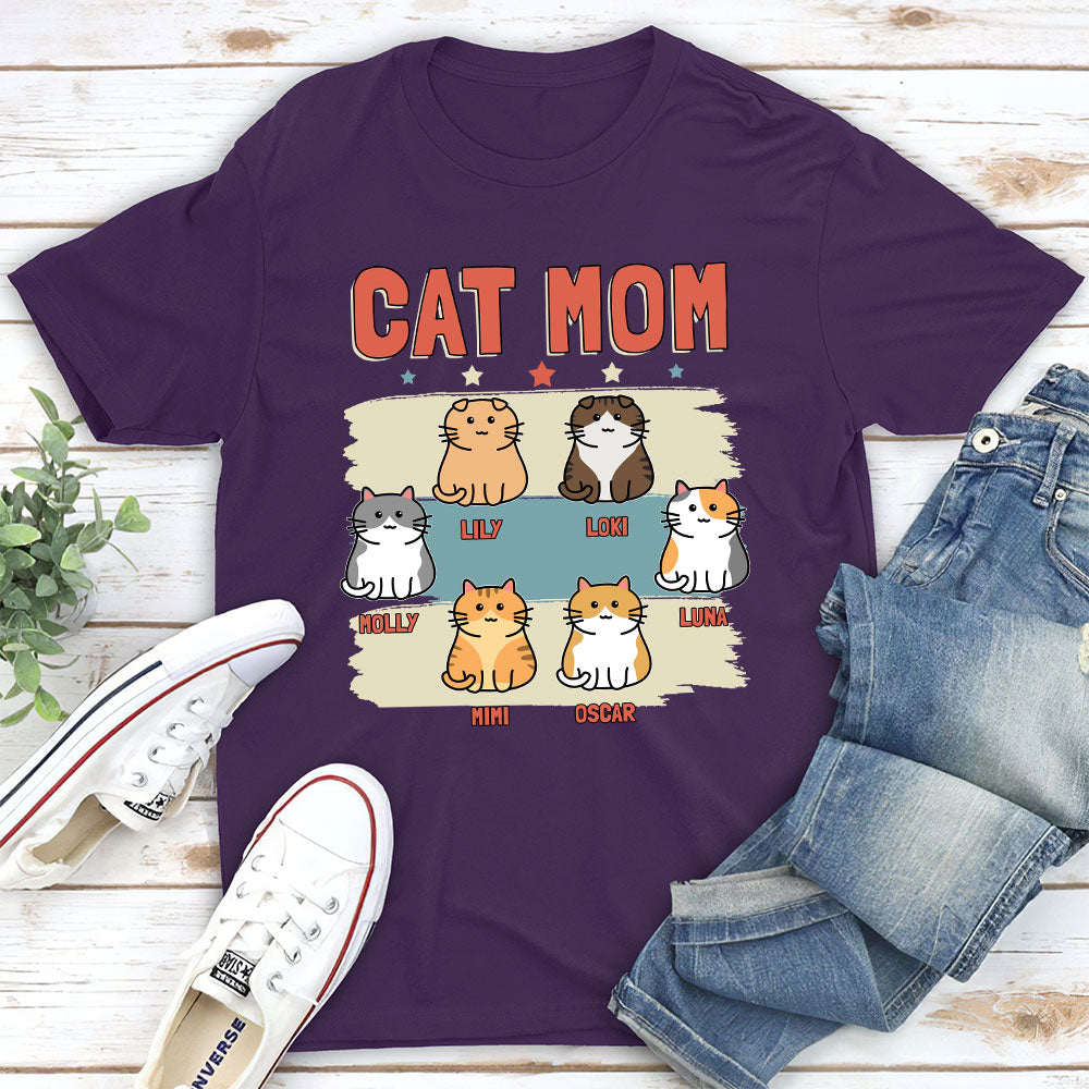 Retro Cat Mom - Personalized Custom Unisex 5.3 oz T-shirt for Pet Lovers