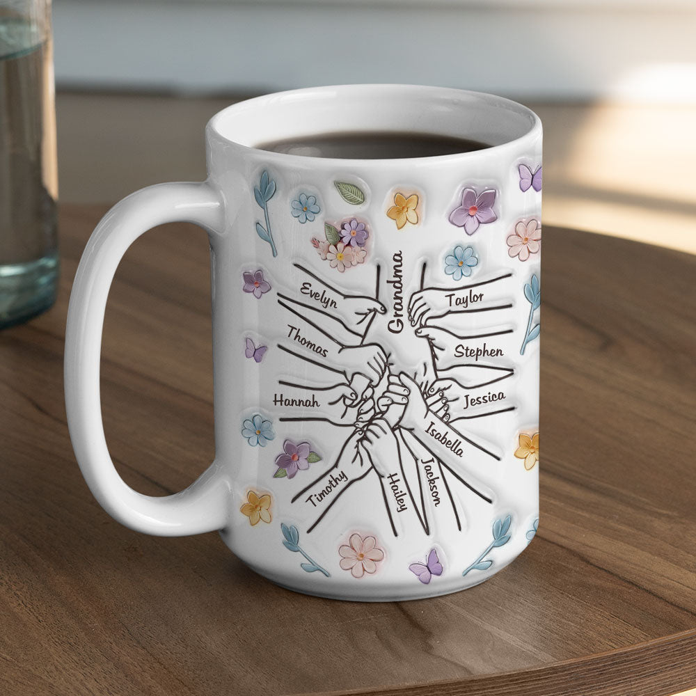 Mom, You Hold My Hand and My Heart - Personalized Custom 3D Inflated Effect 11oz & 15oz Ceramic Mug