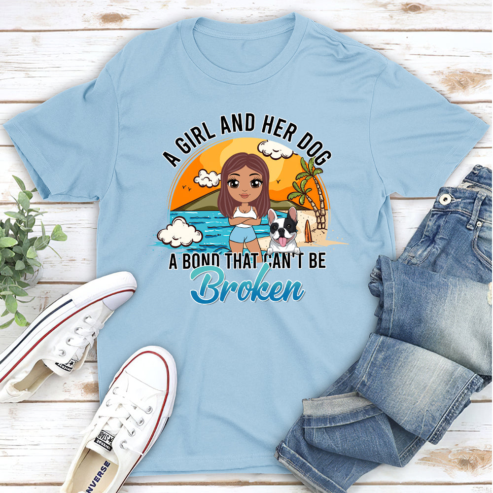 Girl And Dog 1 - Personalized Custom Unisex 5.3 oz T-shirt for Pet Lovers