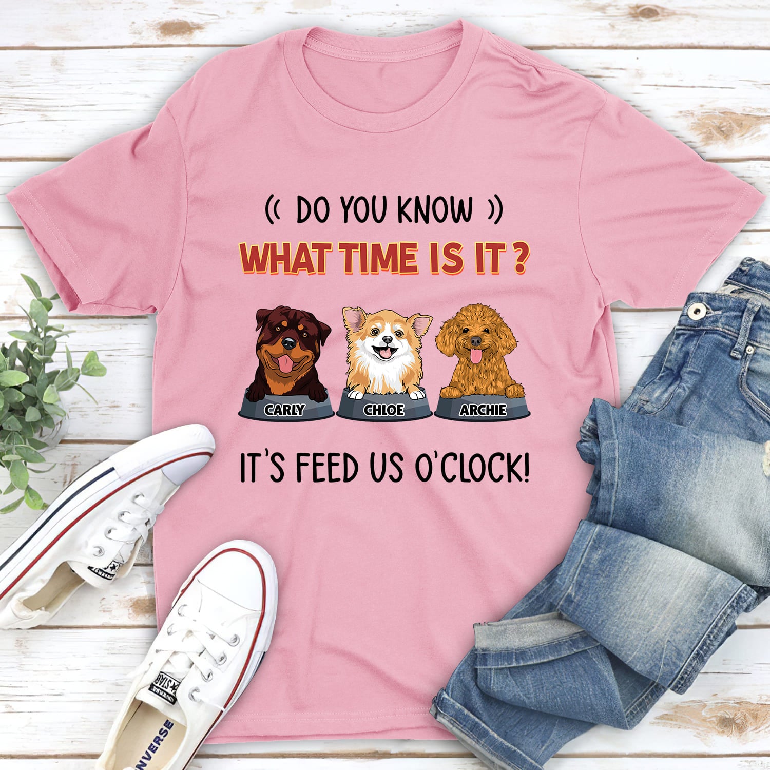 What Time Is It - Personalized Custom Unisex 5.3 oz T-shirt for Pet Lovers