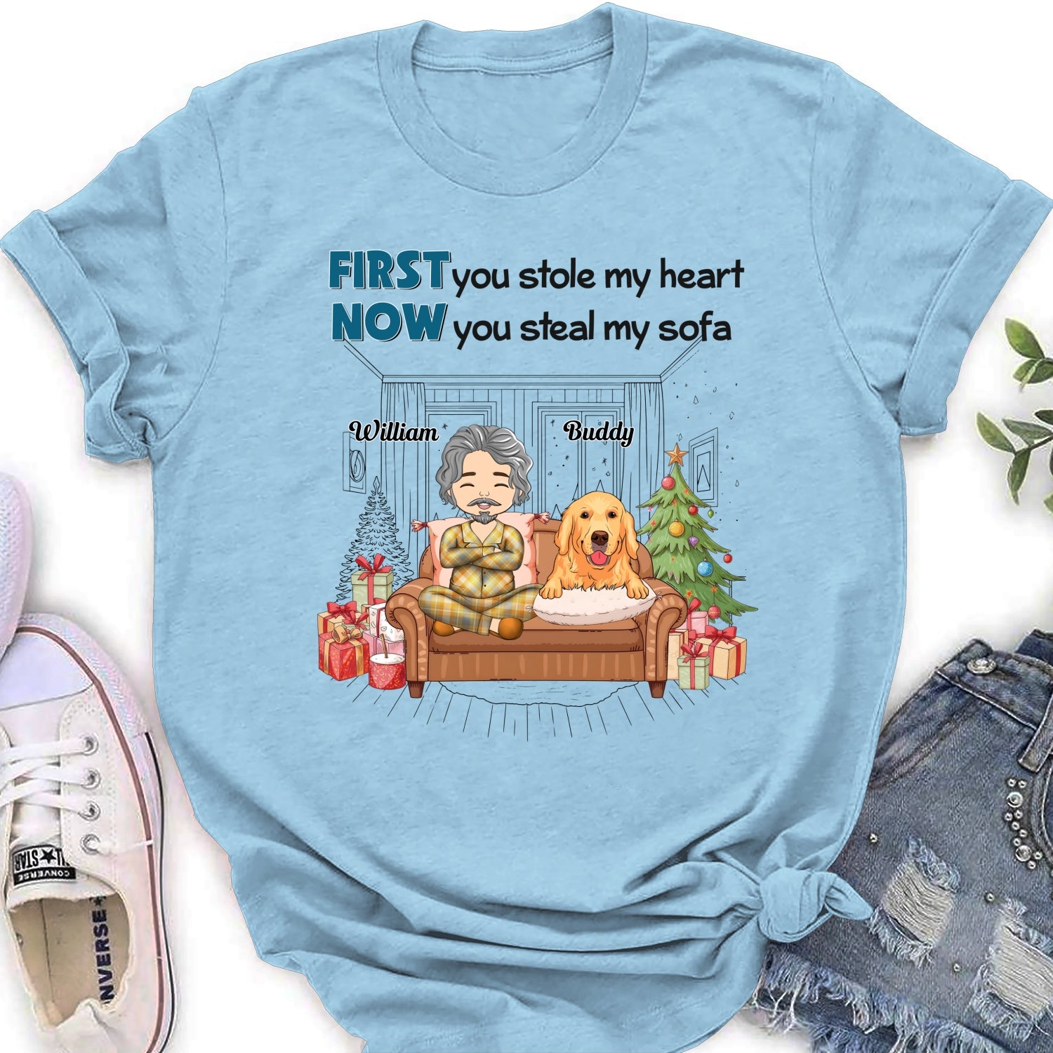 Stealing My Sofa - Stylish Personalized Custom Women's T-shirt for Pet Lovers