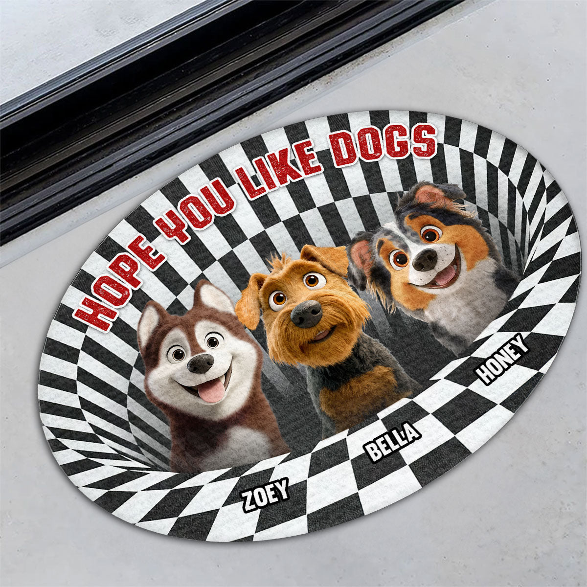 Adorable Hope You Like Dogs Cartoon - Personalized Custom Doormat with Your Pet's Picture