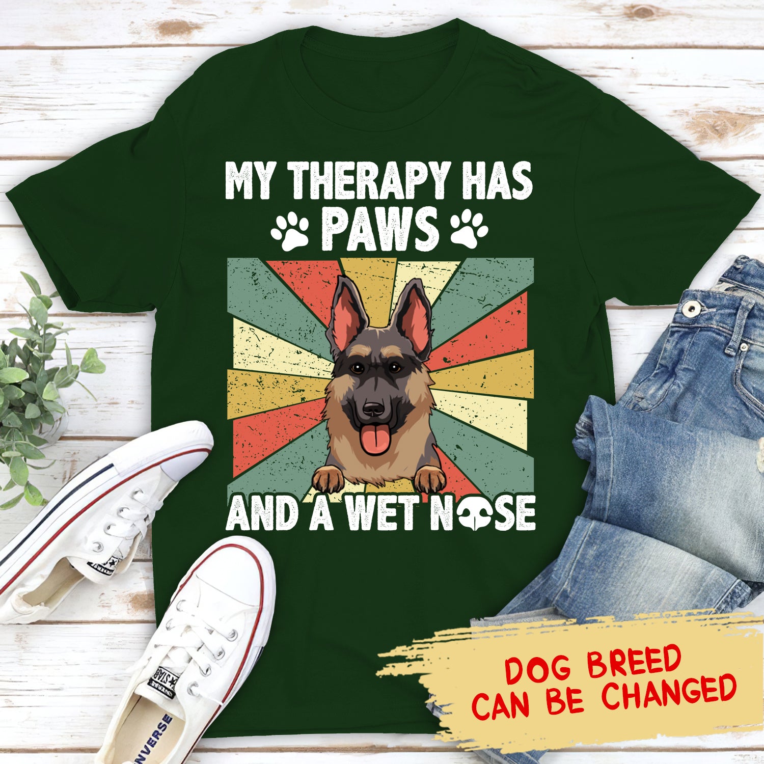 My Therapy Has A Wet Nose - Personalized Custom Unisex 5.3 oz T-shirt for Pet Lovers