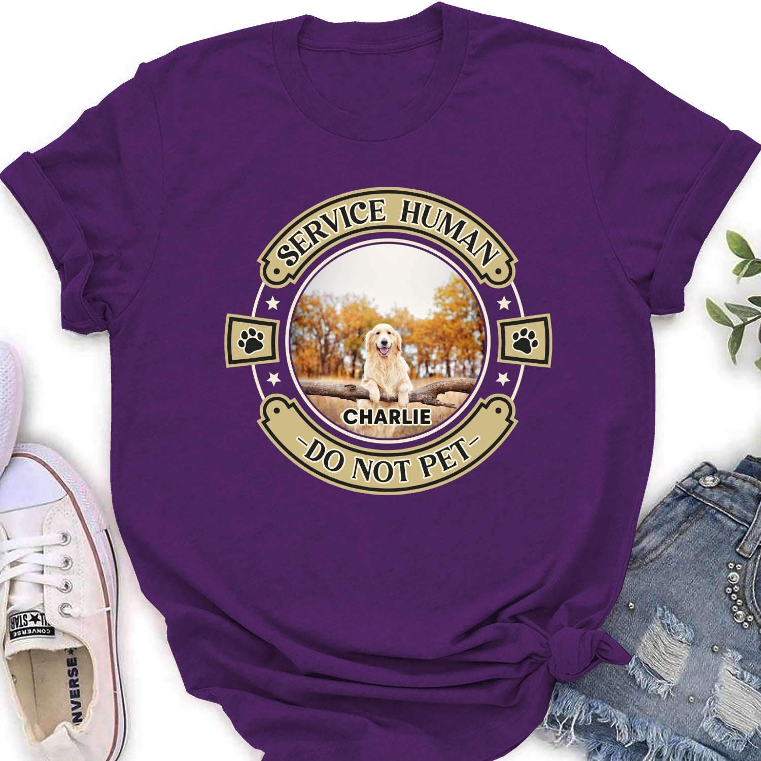 Personalized Custom Service Human Dog Photo Women's T-Shirt - Ideal Gift for Pet Lovers