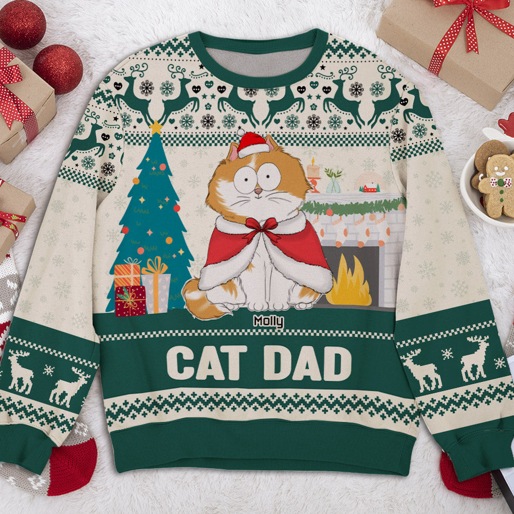 Personalized Custom All-Over-Print Christmas With Cats Unisex Sweatshirt
