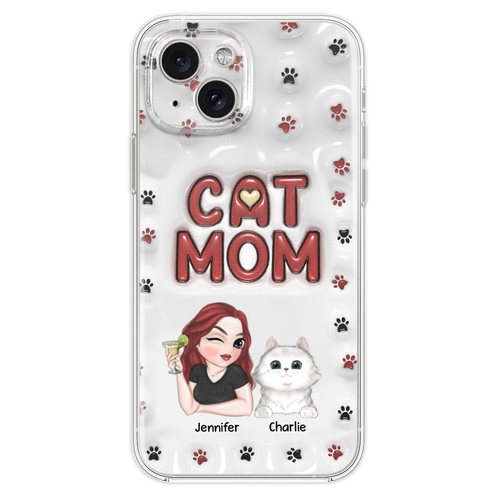 Adorable Cat Mom Personalized 3D Inflated Effect Custom Phone Case for Smartphones