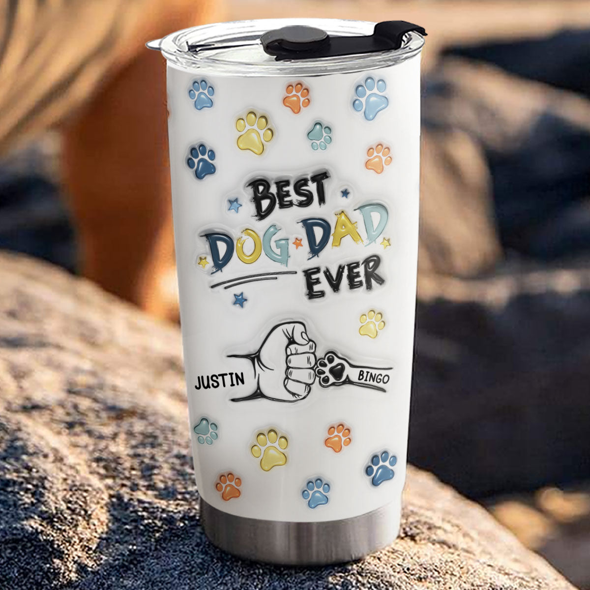 Best Personalized Custom 3D Inflated Effect Stainless Steel Tumbler for Dog Dads