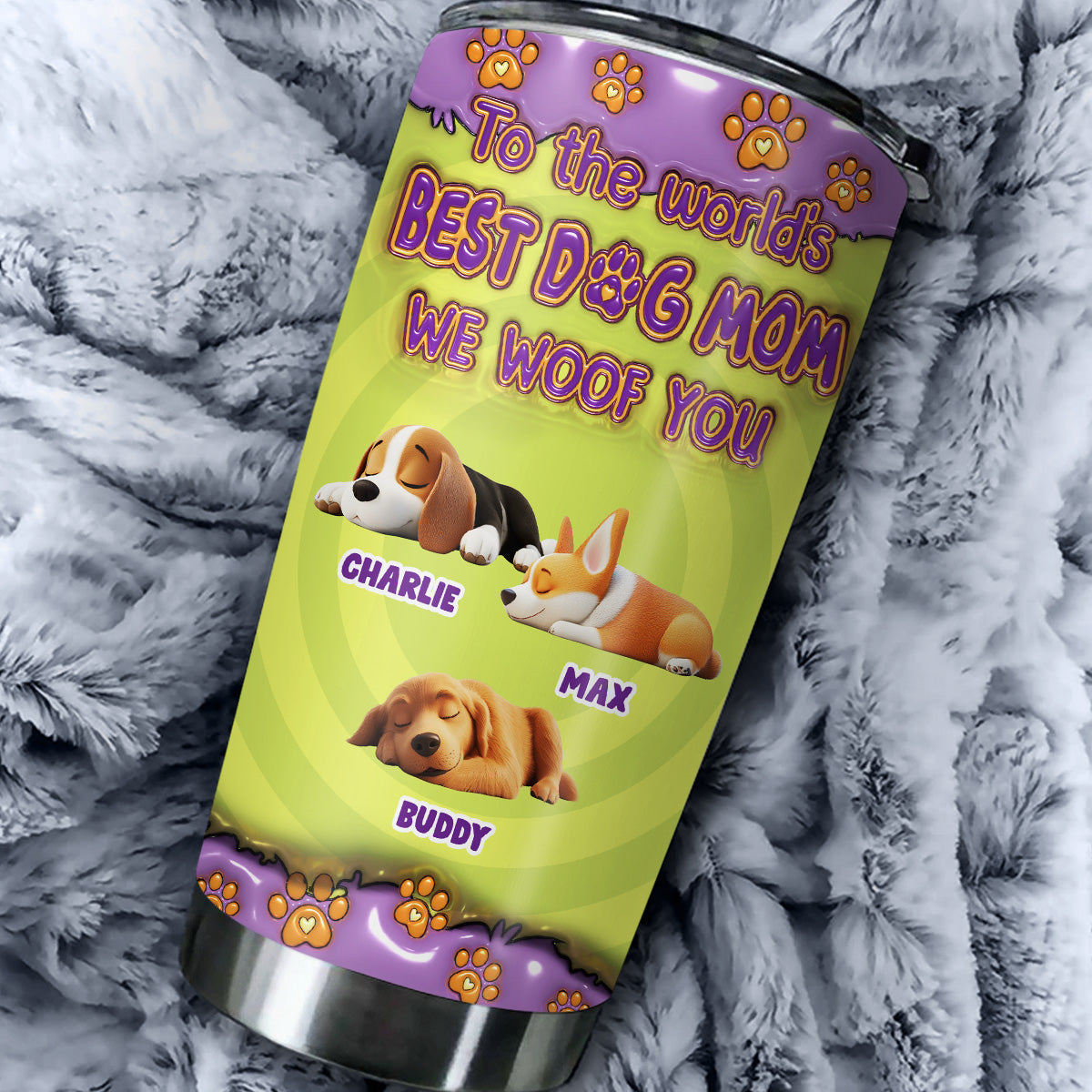 Best Personalized Custom 3D Inflated Effect Tumbler for the World's Best Dog Moms