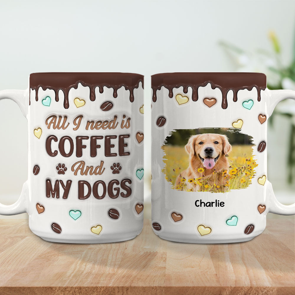 Personalized Custom 3D Inflated Effect Coffee and Dog Photo Mug - 11oz and 15oz
