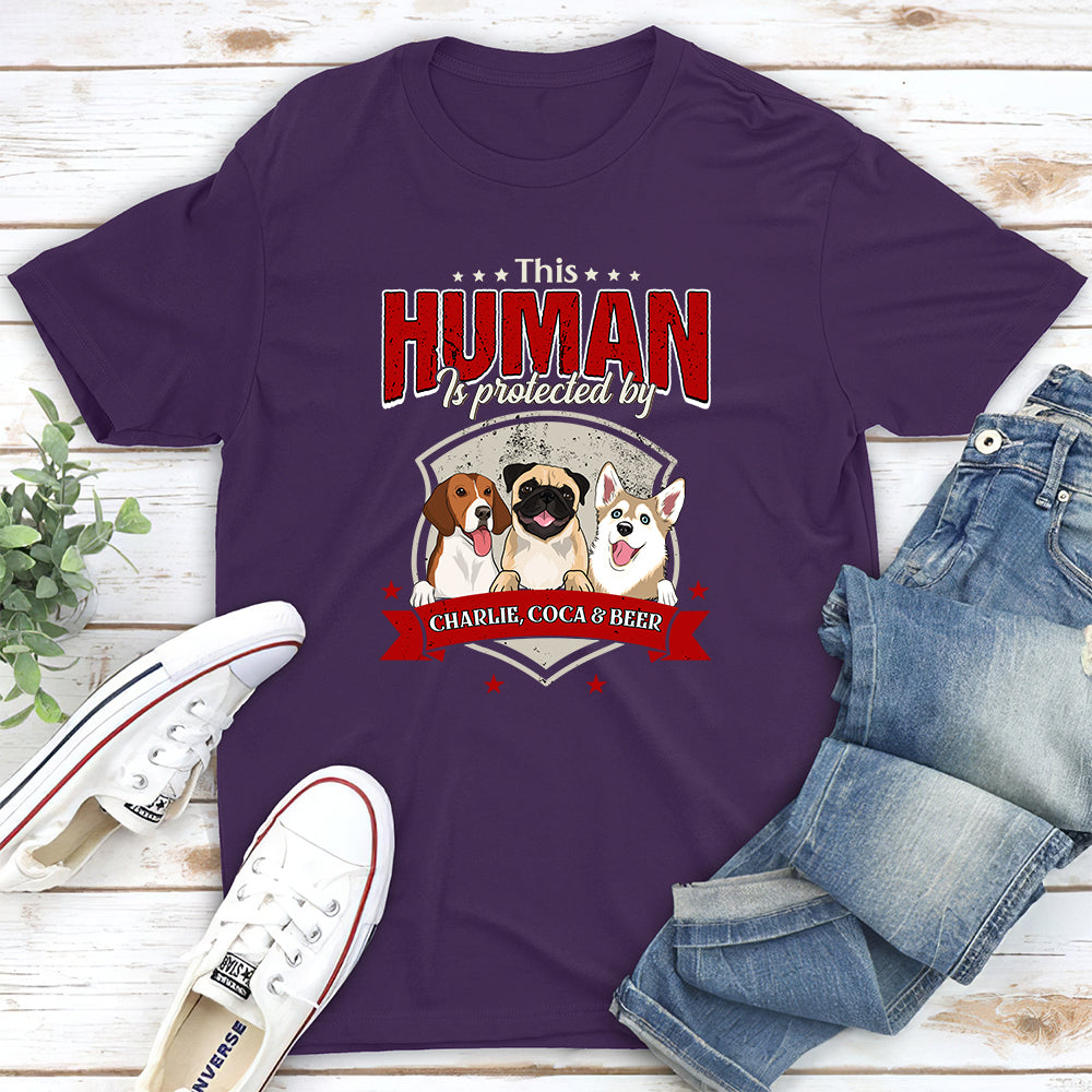 Human Is Protected - Personalized Custom Unisex 5.3 oz T-Shirt for Pet Lovers