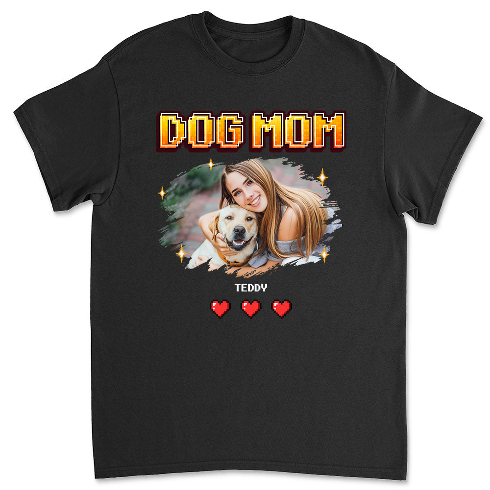 Dog Mom Pixel Photo - Personalized Custom Unisex Heavy Cotton T-shirt for Pet Lovers