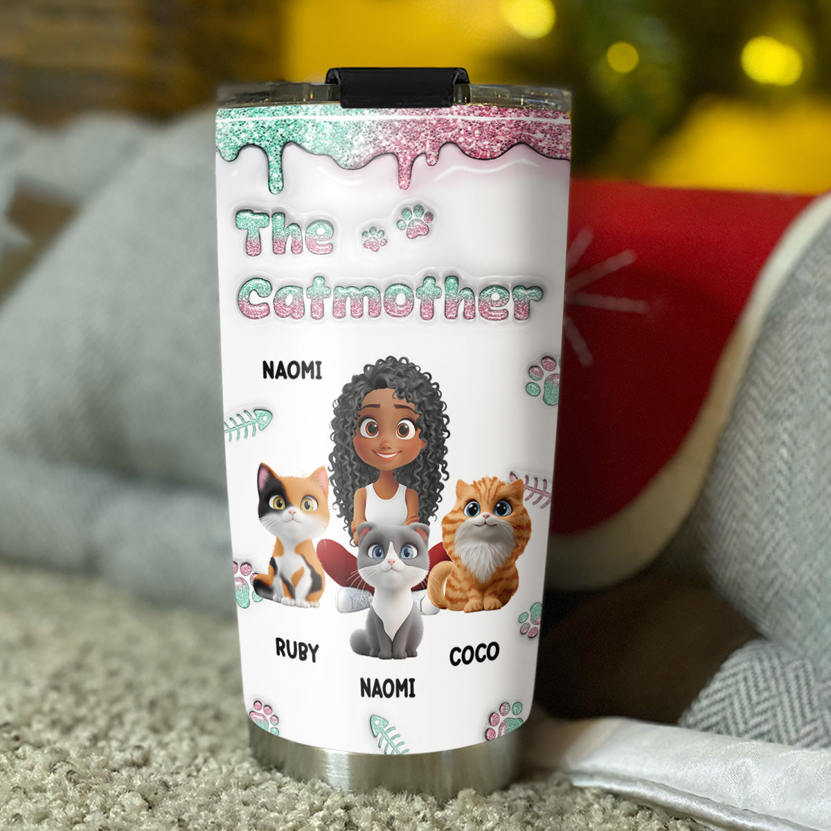 The Catmother Ver 2 - Unique Personalized Custom 3D Inflated Effect 20oz Stainless Steel Tumbler