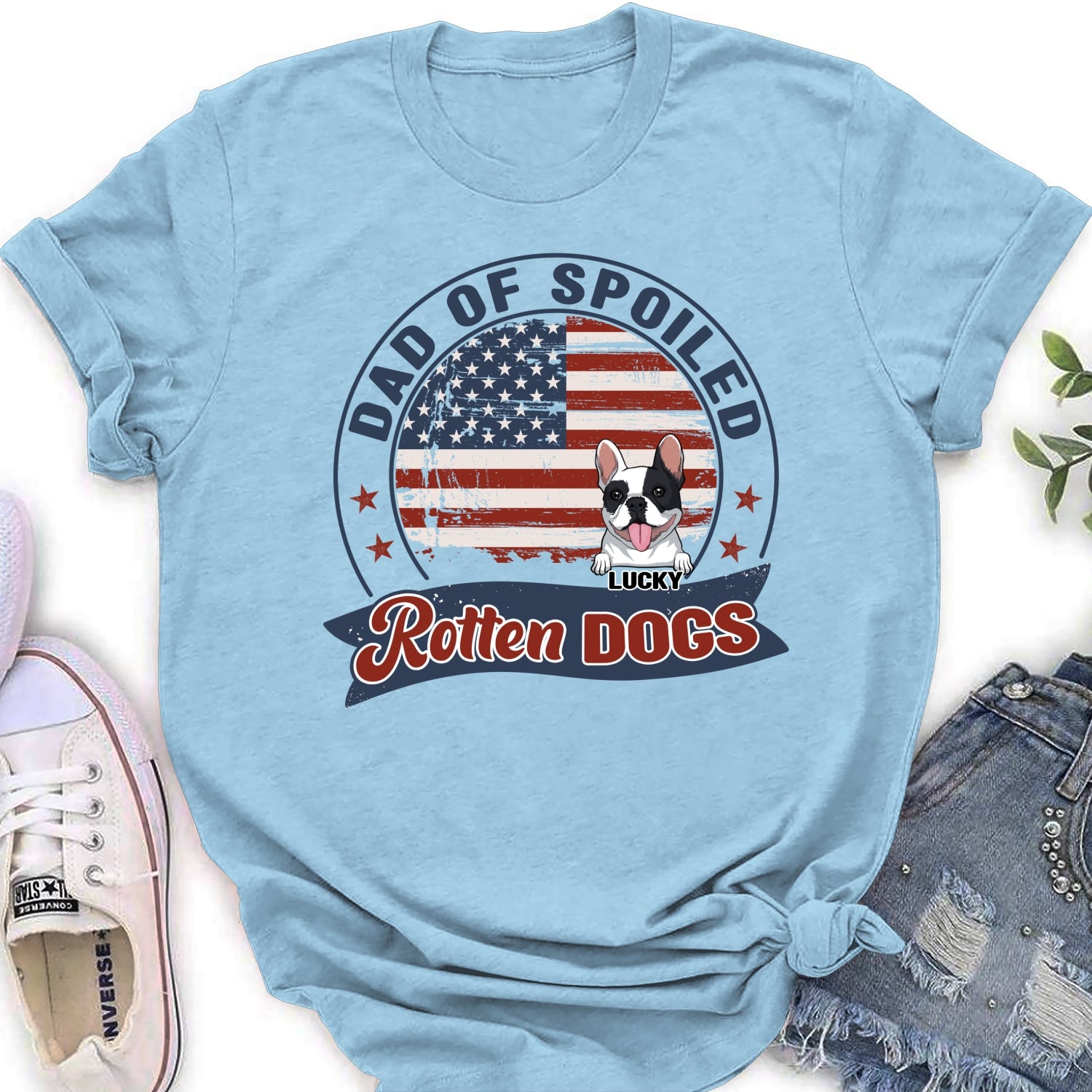 Personalized Custom Women's T-shirt for Proud Mom and Dad of Spoiled Rotten Dogs