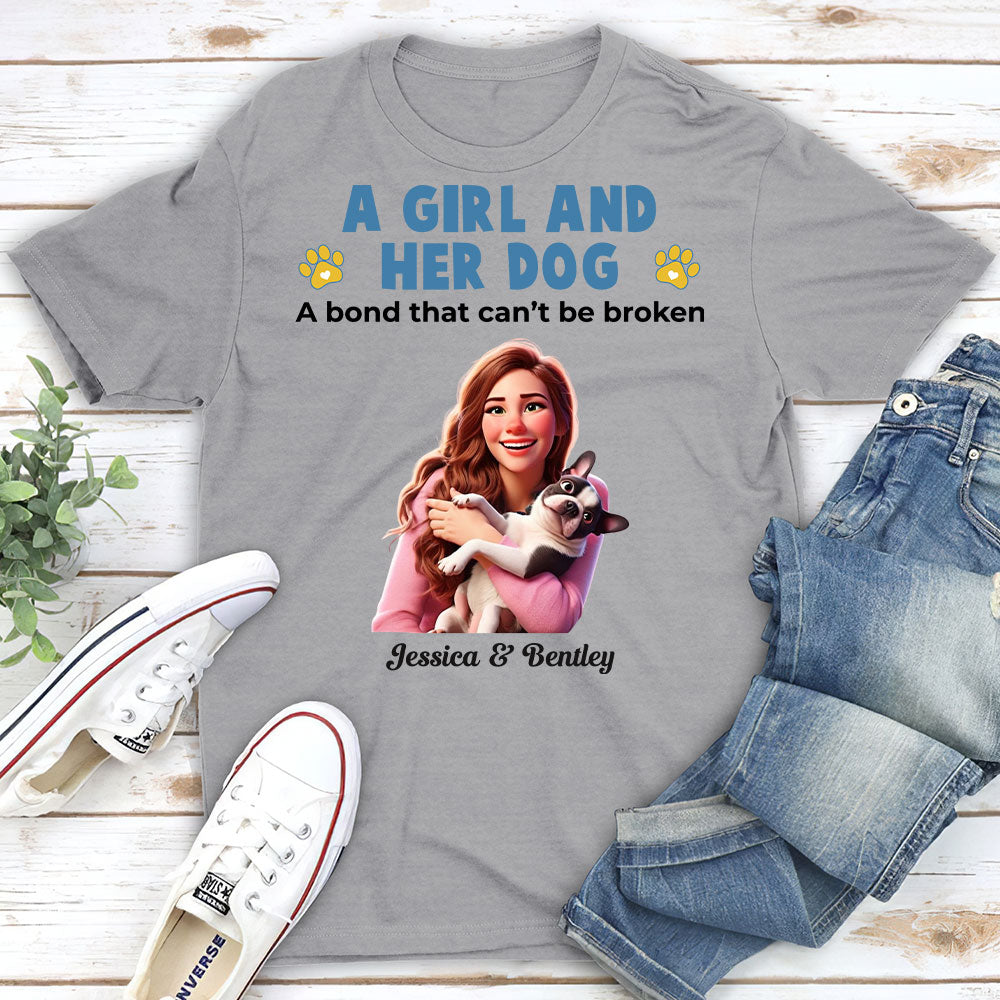 Unique Personalized Custom Unisex 'Girl And Her Pups' T-shirt for Pet Lovers