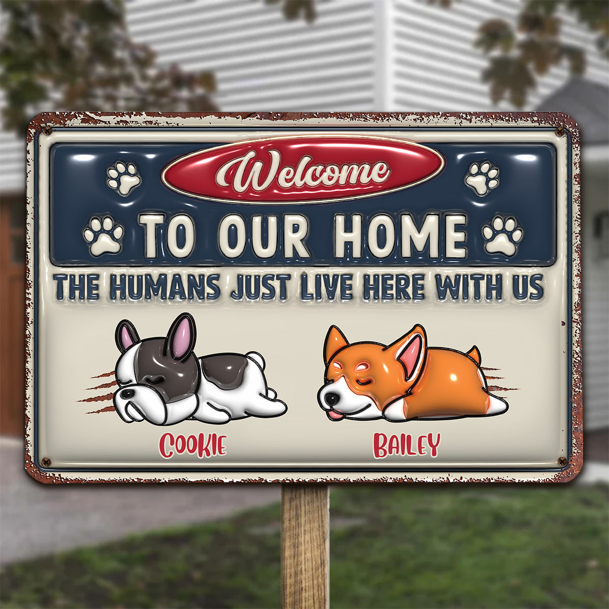 Just Live Here - Premium Personalized Custom 3D Inflated Effect Metal Sign for Home and Office Decor