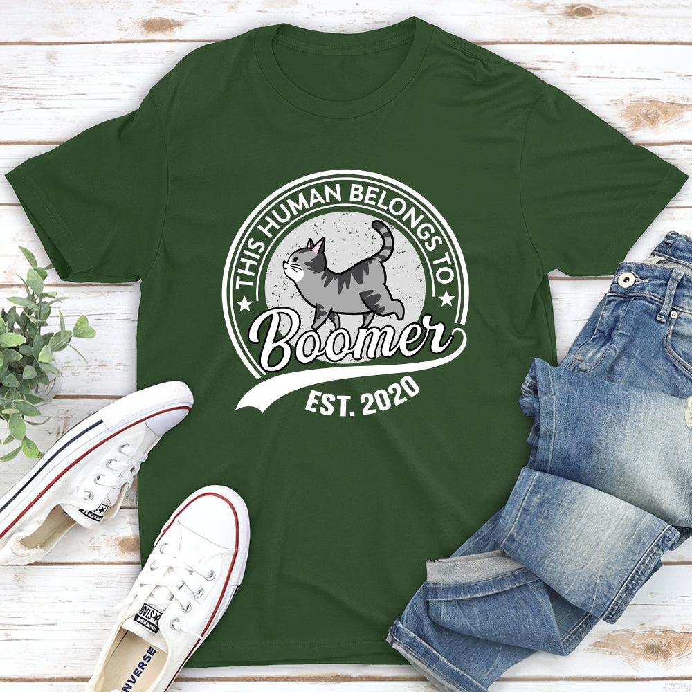 Unique Personalized Custom Unisex 'Human Belongs To Cat' T-shirt for Cat Lovers