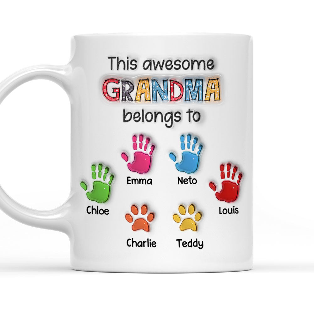 This Awesome Nana Belongs to Us - Personalized Custom 3D Inflated Effect 11oz/15oz Ceramic Mug