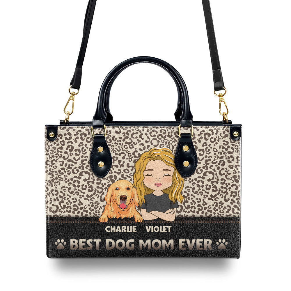 Best Mom Ever - Personalized Custom Leather Handbag with Fur Babies' Names