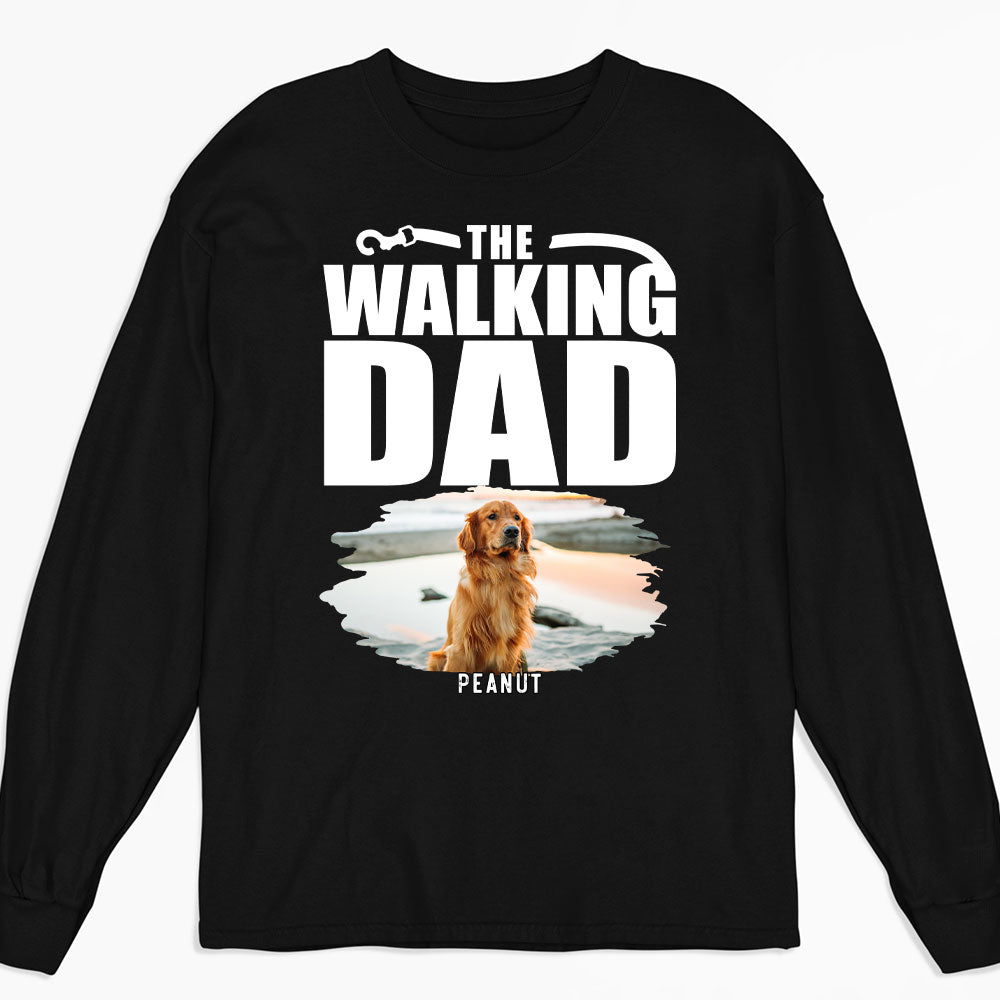 Personalized Custom Long Sleeve Walking Dad/Mom Photo T-shirt - Ideal Gift for Pet Lovers