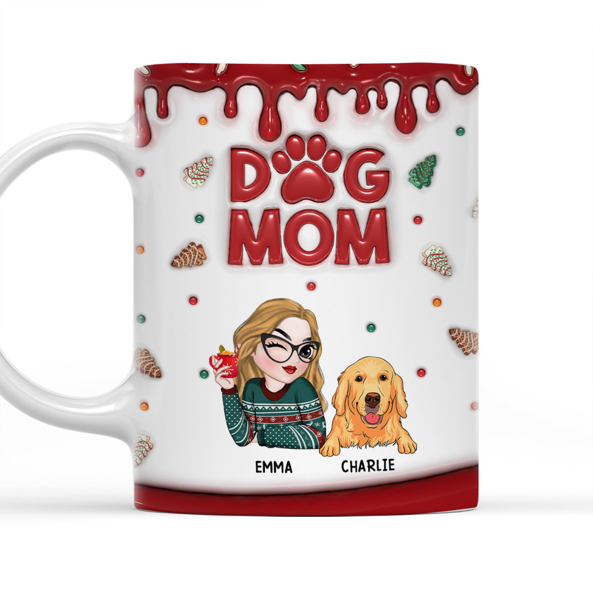 Charming Personalized Custom 3D Inflated Effect Lovely Dog Mom Cake Mug - 11oz