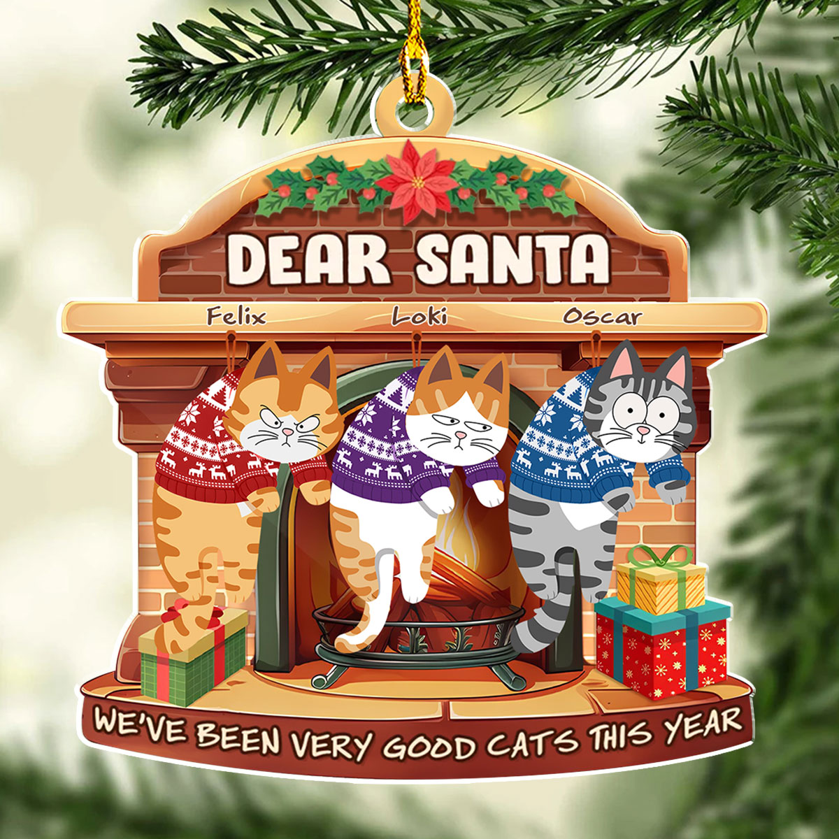 Personalized Custom Acrylic Santa Ornament - We Have Been Very Good Cats