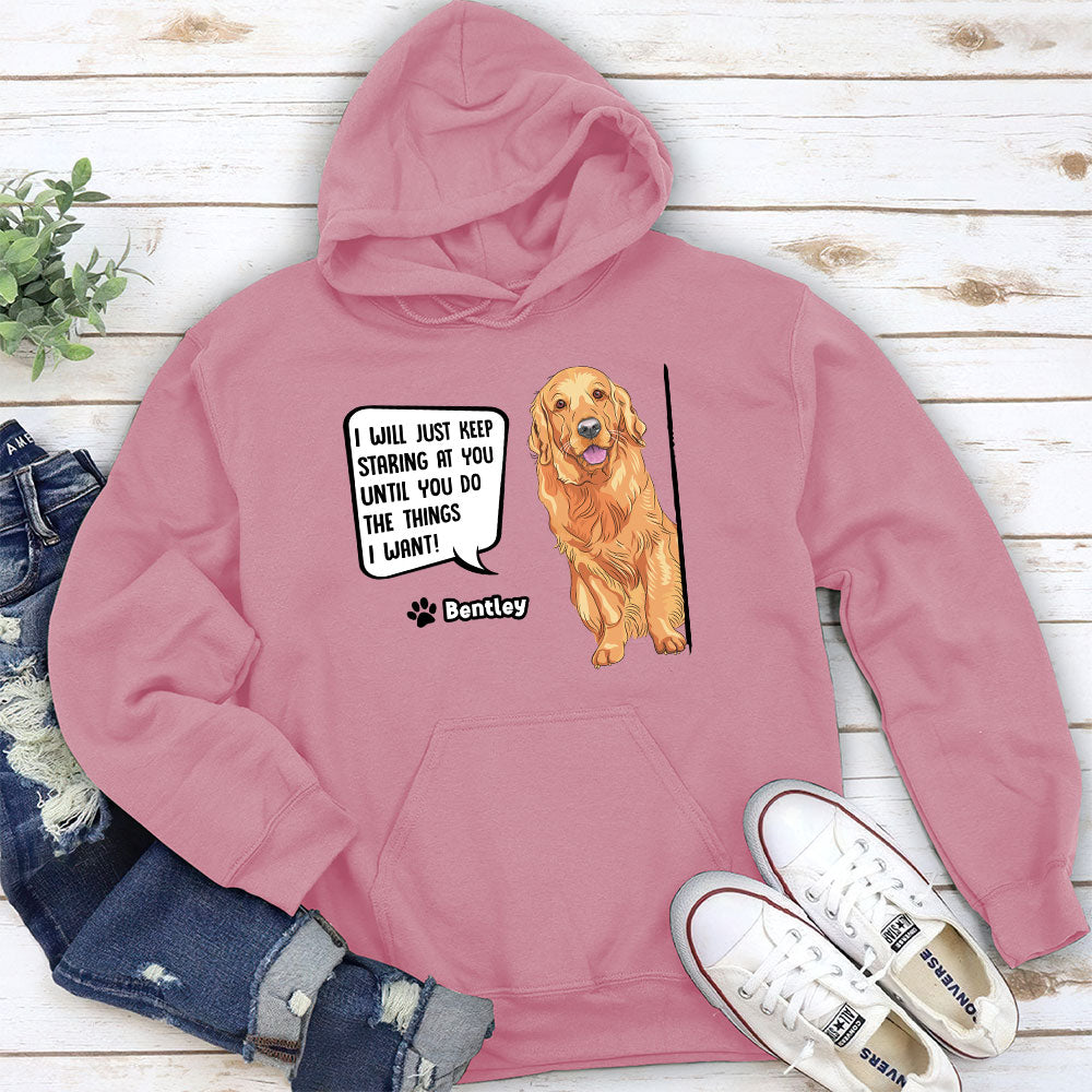 Staring Dog – Customizable Personalized Unisex 8.0 oz Hoodie for Pet Lovers