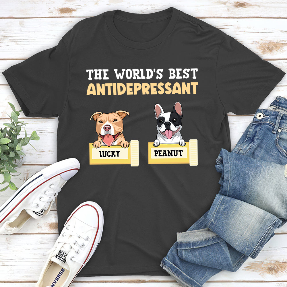 The World's Best Antidepressant - Personalized Custom Unisex 5.3 oz T-shirt for Pet Lovers