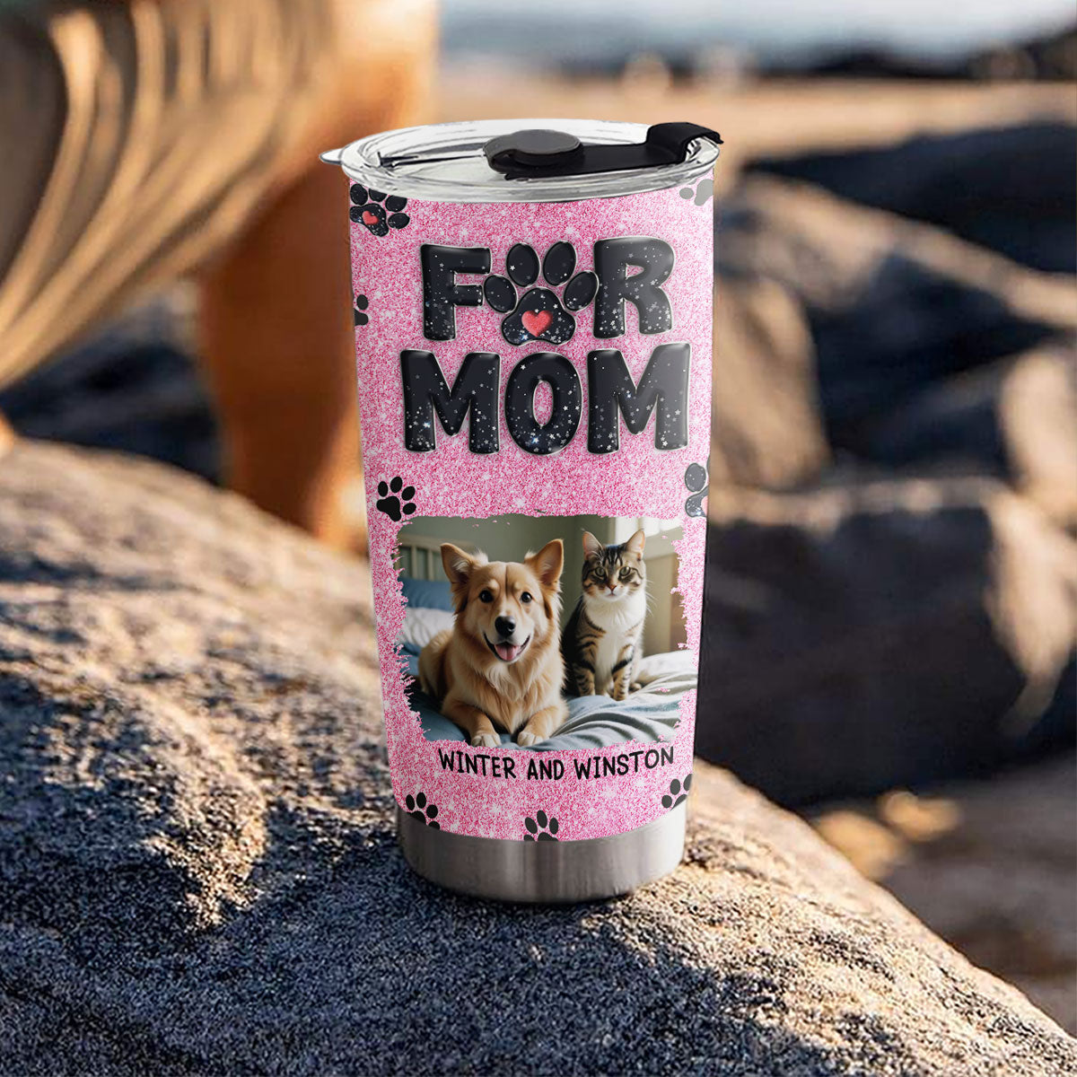 Exquisite Personalized Lovely Fur Mom Blink Photo Custom Tumbler