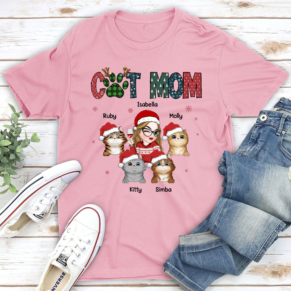 My Lovely Cat Mom - Personalized Custom Unisex 5.3 oz T-shirt for Pet Lovers