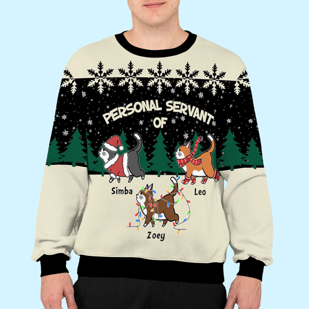 Personal Cat Servant - Unique Personalized Custom All-Over-Print Unisex 8.8 oz Sweatshirt for Pet Lovers