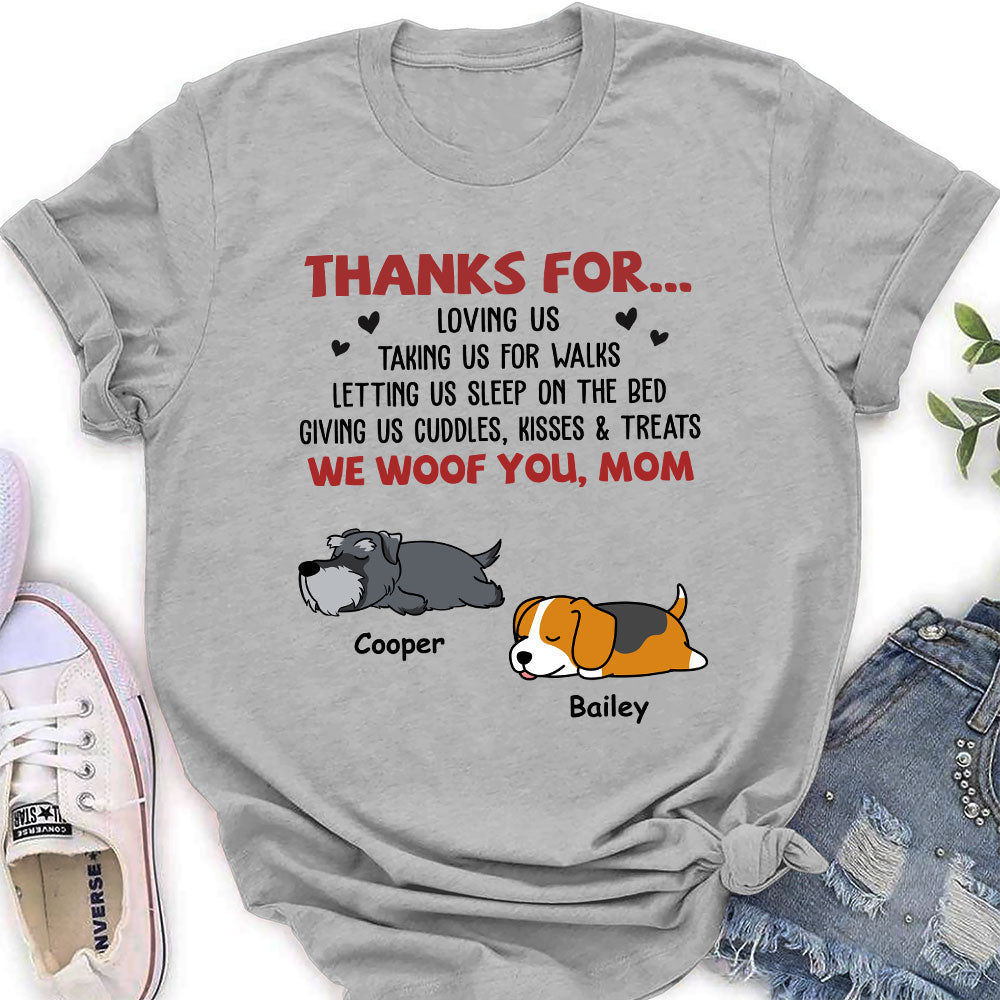 Mom Thanks For Loving Me - Personalized Custom Women's Cotton Blend T-shirt for Pet Lovers
