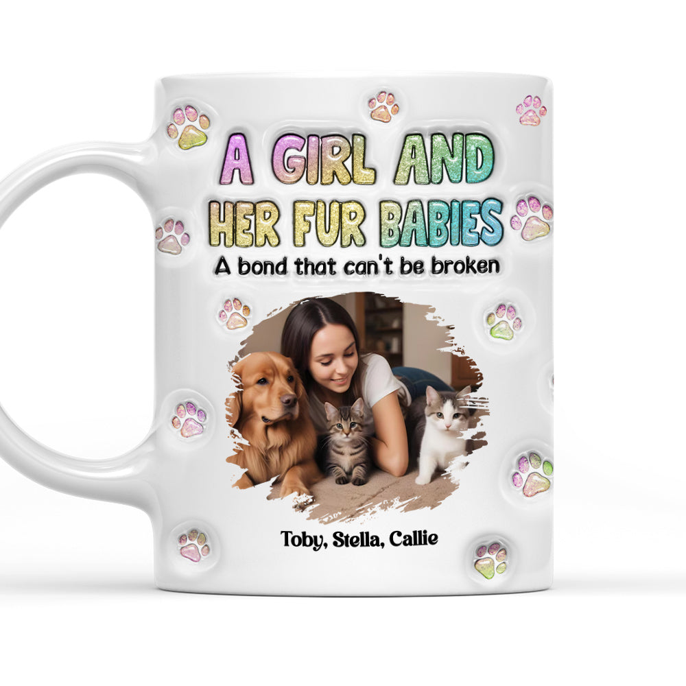 Personalized Custom 3D Inflated Effect Mug with A Girl And Her Fur Babies Photo - 11oz & 15oz