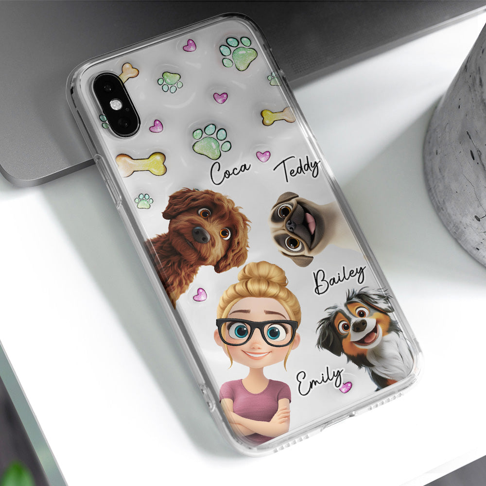 Lovey Human and Her Dogs - Exclusive Personalized Custom 3D Inflated Effect Smartphone Case