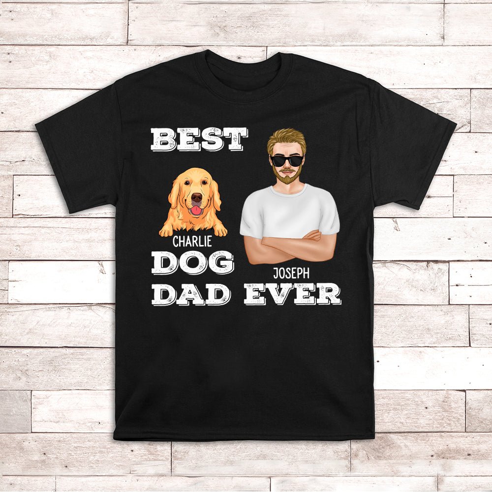 Best Dog Dad Peeking - Personalized Custom Unisex 5.3 oz T-shirt for Pet Lovers