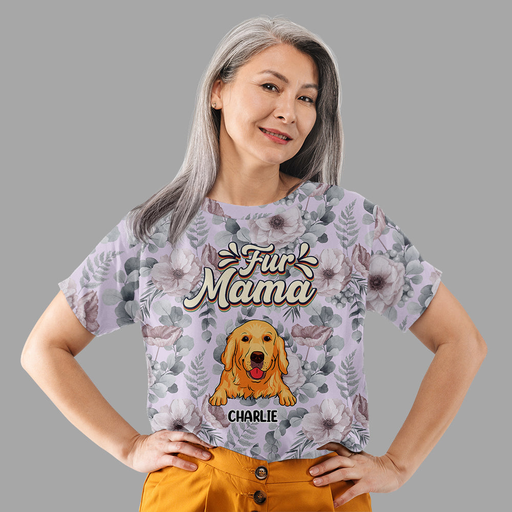 Fur Mama Flower - Exquisite Personalized Custom All-over-print T-shirt for All Occasions