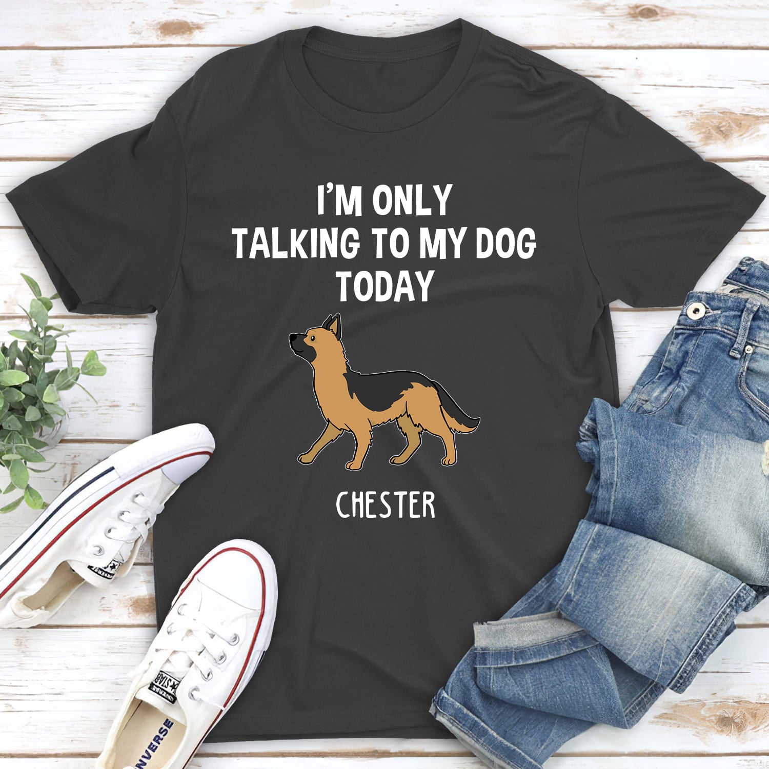 Only Talk To My Dog - Personalized Custom Unisex 5.3 oz T-shirt for Pet Lovers