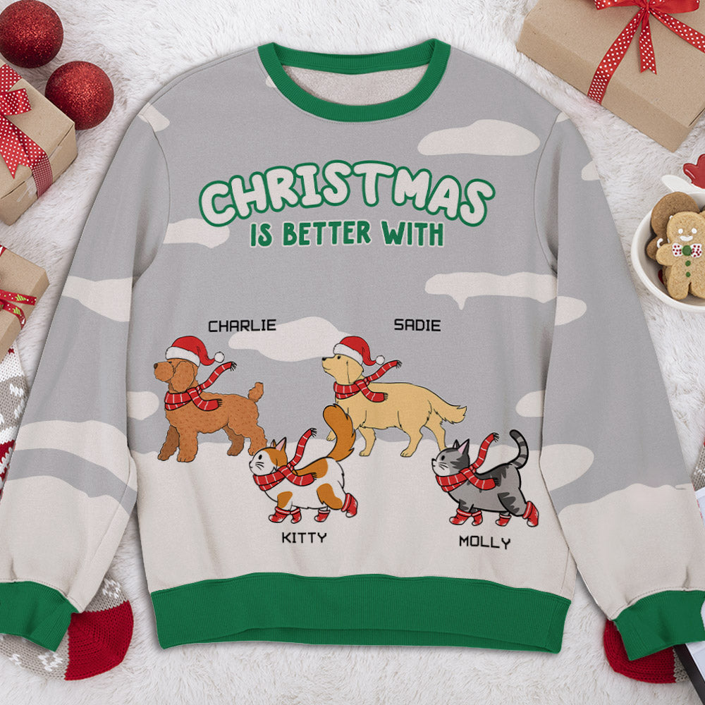 Better Christmas - Personalized Custom All-Over-Print Unisex 8.8 oz Polyester Blend Sweatshirt for Pet Lovers