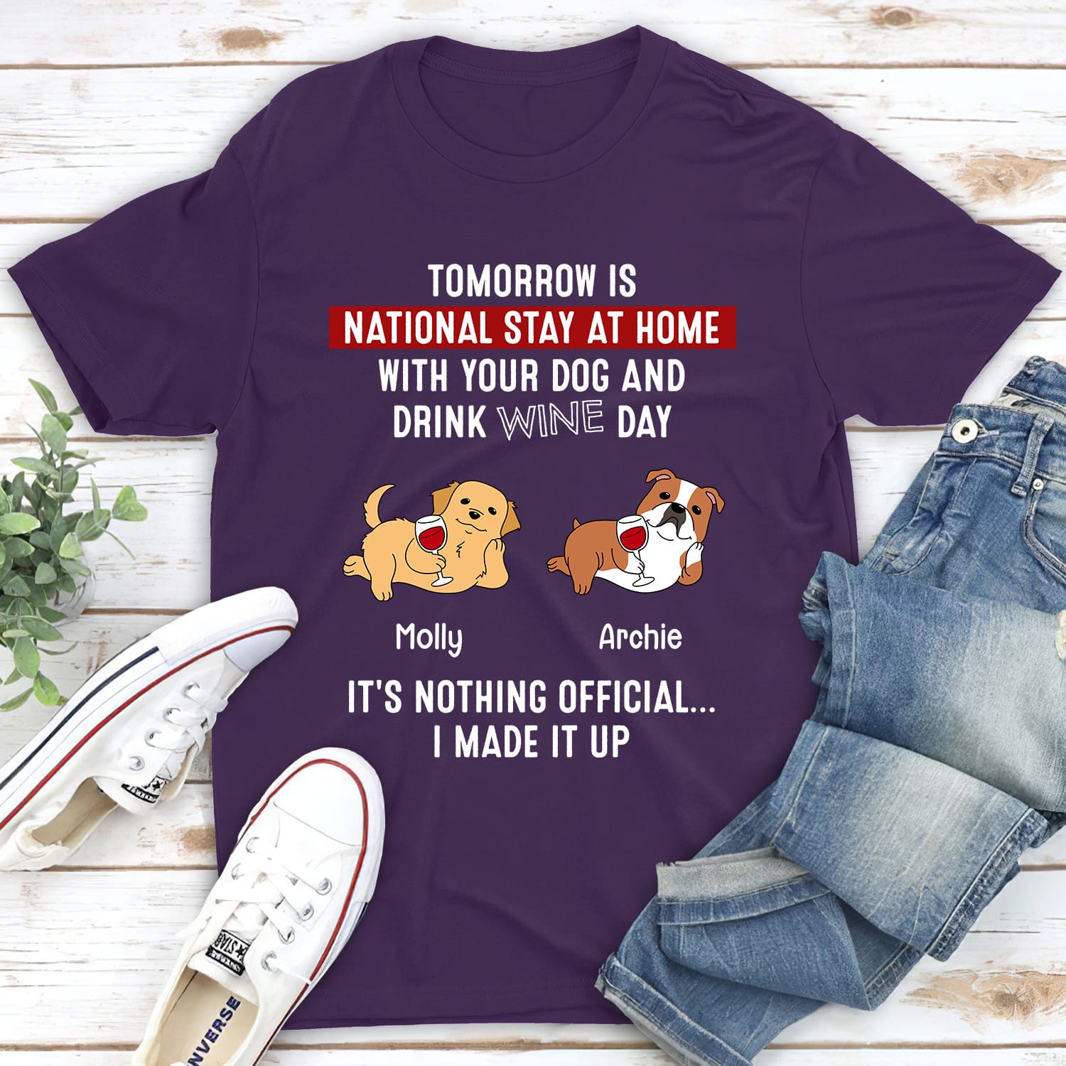 National Stay At Home - Personalized Custom Unisex 5.3 oz T-shirt for Pet Lovers