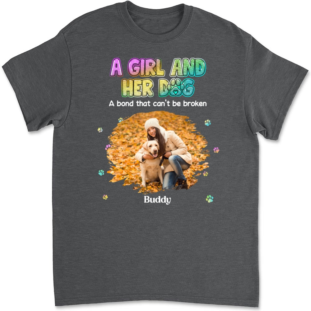 Personalized Custom Unisex T-shirt with A Girl And Her Dog Photo - Ideal Gift for Pet Lovers